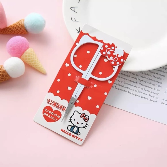 Eyebrow trimmer scissors small bow cartoon hello Kitty my melody pink red - Picture 8 of 11